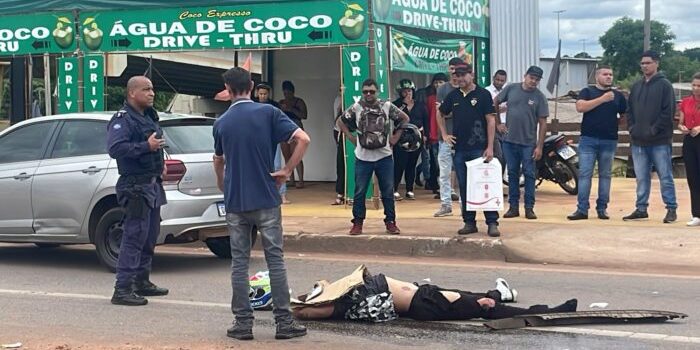 Piloto morre em acidente entre gol e moto BMW em Cuiabá; veja