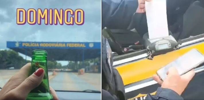 Motorista posta foto com cerveja em frente à PRF e instantes depois acaba abordada e multada