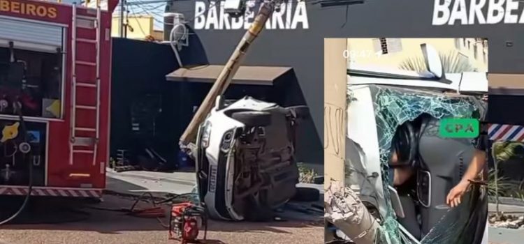 Casal morre preso às ferragens após capotar veículo em cruzamento em MT; vídeo forte