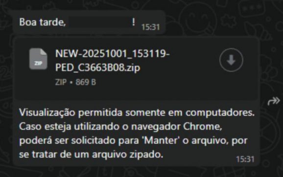 Usuários de Rondonópolis relatam golpe no WhatsApp com arquivo ZIP suspeito