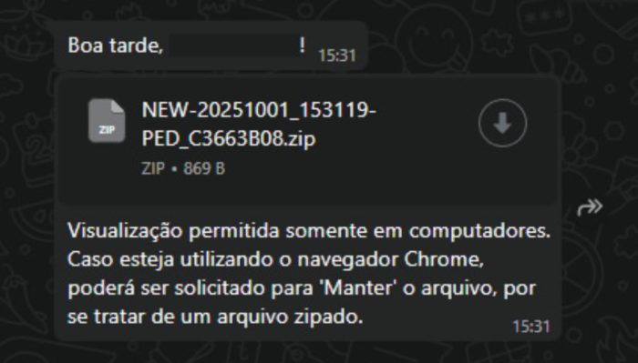 Usuários de Rondonópolis relatam golpe no WhatsApp com arquivo ZIP suspeito