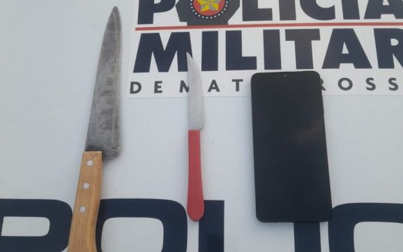 Lunático aterroriza familiares com faca após invadir aniversário da filha em Rondonópolis