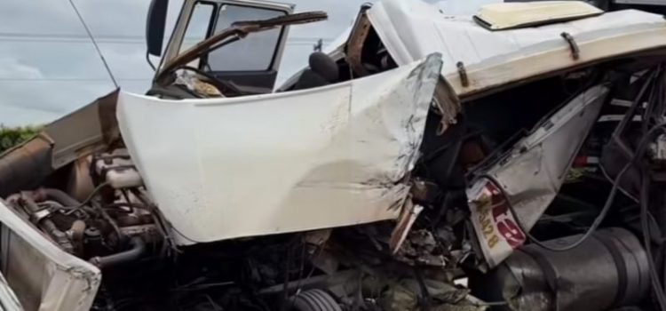 Motorista morre após caminhão colidir fortemente e pegar fogo na BR-163; vídeo
