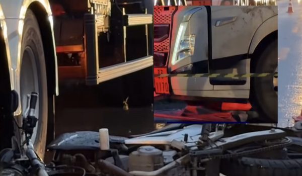 Motociclista morre esmagado em colisão brutal com carreta na BR-163; vídeo