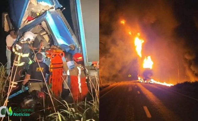 Preso às ferragens, pai salva o filho menor de explosão após colidir com caminhão-tanque em MT