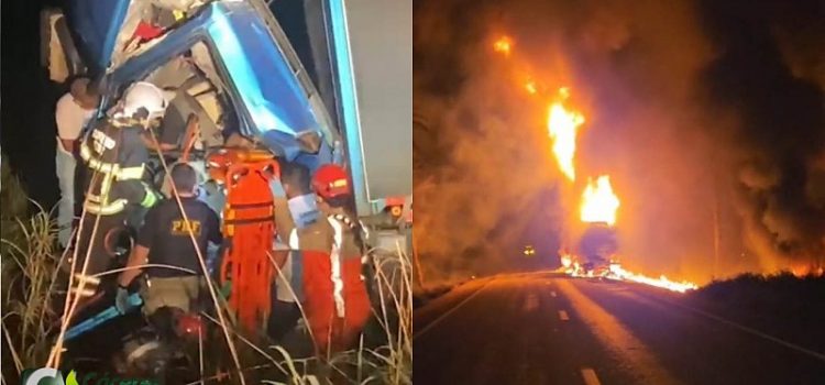 Preso às ferragens, pai salva o filho menor de explosão após colidir com caminhão-tanque em MT