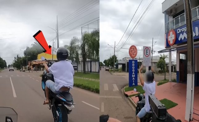 “Metido a malandro” empina a moto durante fuga, desafia a PM e acaba preso; assista a perseguição