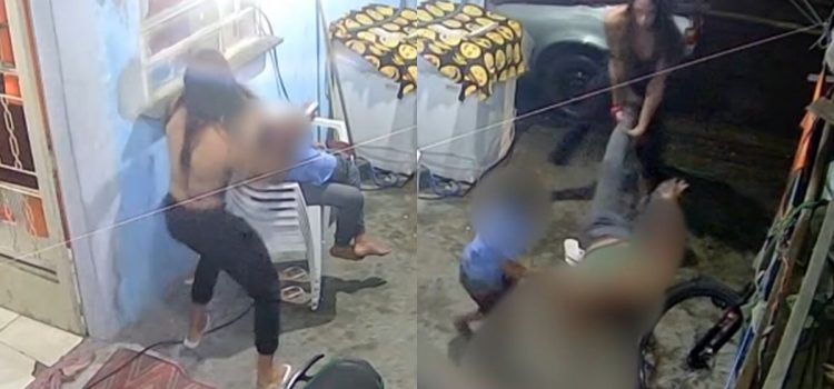Vídeo forte mostra mulher matando namorada a facadas com o filho no colo