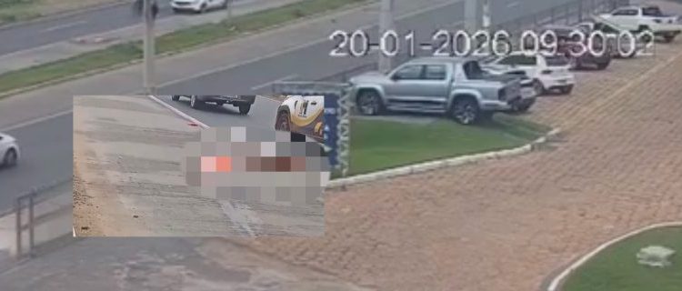 Vídeo forte mostra mulher sendo morta atropelada e perdendo as pernas em MT