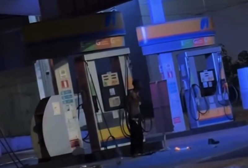 Vídeo mostra momento em que homem tenta atear fogo em posto de combustíveis em Rondonópolis