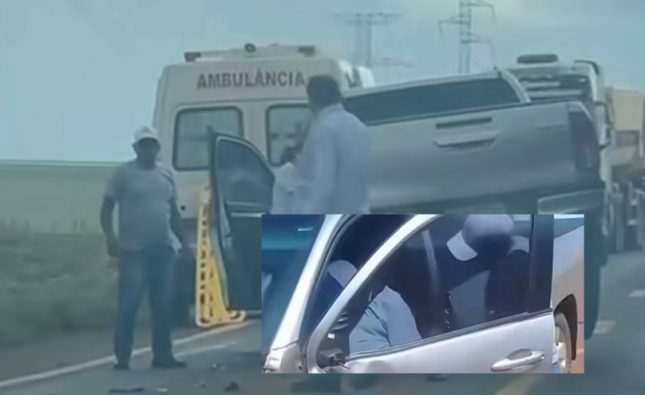 Motorista sofre mal súbito, colide Hilux brutalmente em caminhão e fica desacordado na BR-364; vídeos