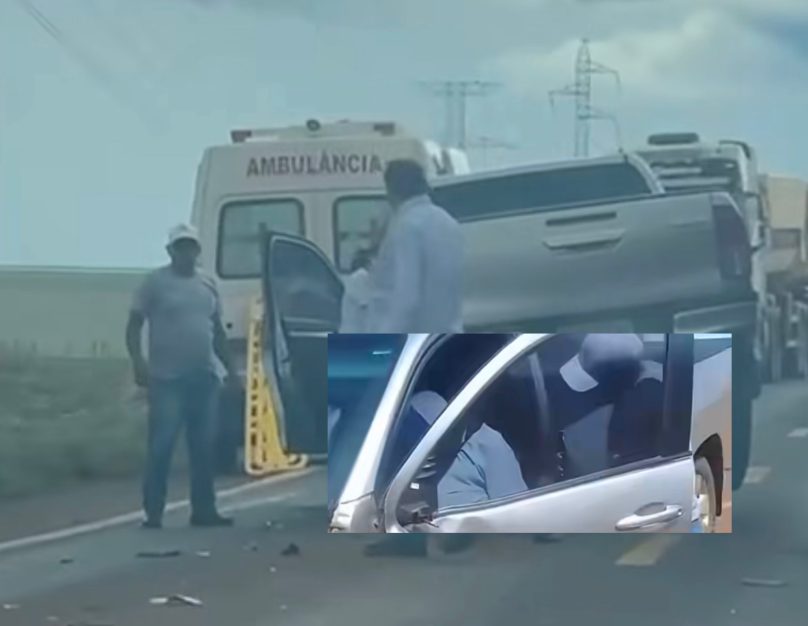 Motorista sofre mal súbito, colide Hilux brutalmente em caminhão e fica desacordado na BR-364; vídeos