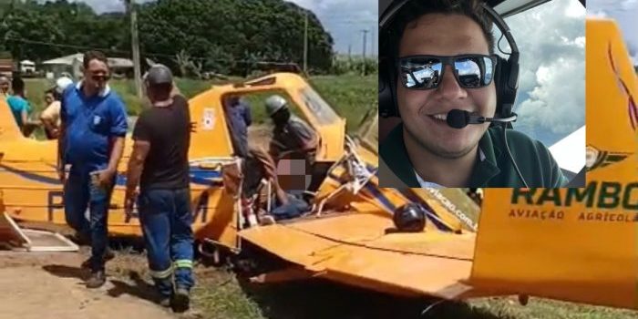 Piloto de 23 anos morre após queda de avião agrícola na BR-070 em MT; vídeo