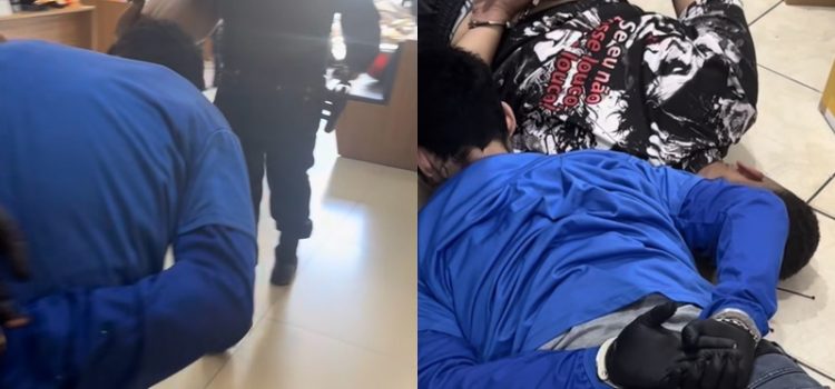 Vídeo mostra momento em que bandidos são presos após tentarem assaltar loja em Rondonópolis