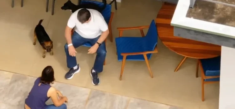 Após alta, Bolsonaro é visto brincando com cãezinhos em casa