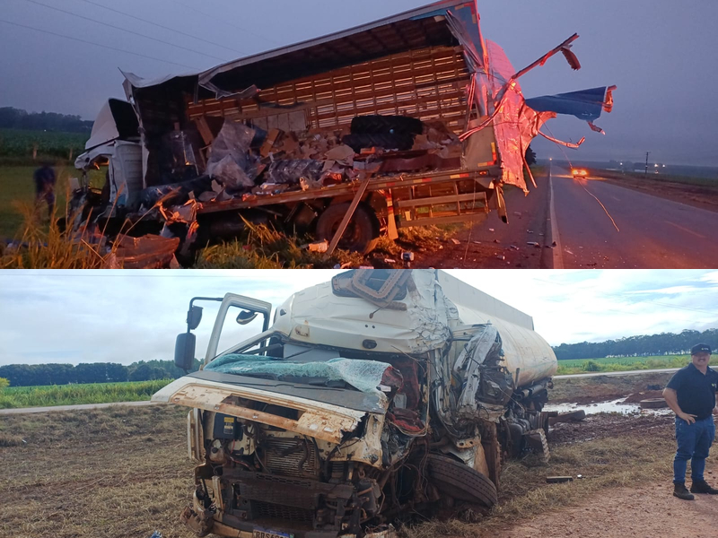 Colisão brutal entre veículos de carga deixa motorista morto na BR-070 em MT; vídeo