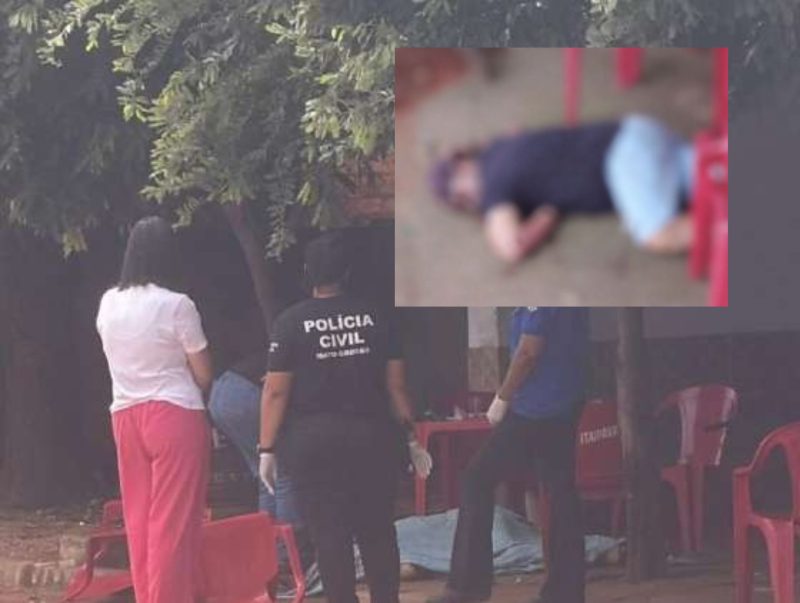 Homem é assassinado à luz do dia por pistoleiro em bar no interior de MT; imagem forte
