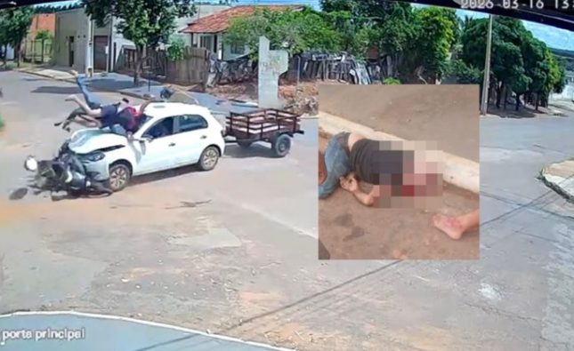 Vídeo mostra motorista invadindo a preferencial, colidindo em moto e matando idoso em Rondonópolis; assista