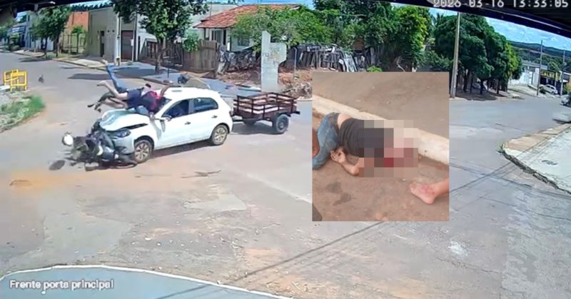 Vídeo mostra motorista invadindo a preferencial, colidindo em moto e matando idoso em Rondonópolis; assista