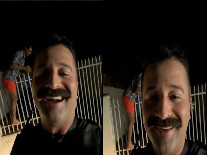 Bandido se dá mal, prende os ‘ovos’ na grade ao fugir de assalto e vídeo de PM viraliza em MT