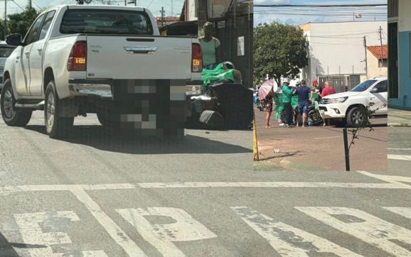 Camionete cruza preferencial, atinge moto e deixa motociclista ferido em Rondonópolis