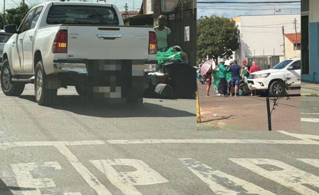 Camionete cruza preferencial, atinge moto e deixa motociclista ferido em Rondonópolis
