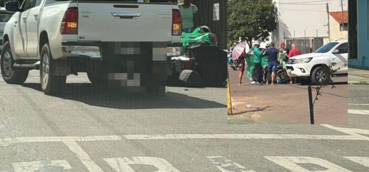 Camionete cruza preferencial, atinge moto e deixa motociclista ferido em Rondonópolis