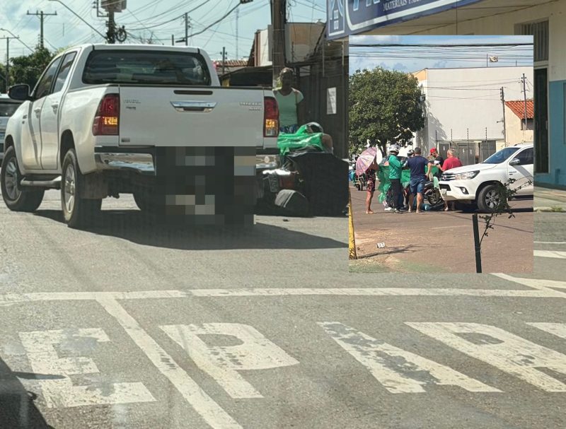 Camionete cruza preferencial, atinge moto e deixa motociclista ferido em Rondonópolis