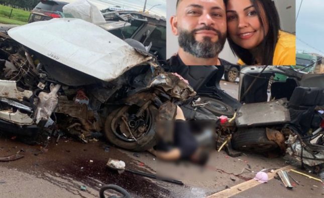 Identificado casal morto em acidente gravíssimo na BR-163; carro ficou destroçado