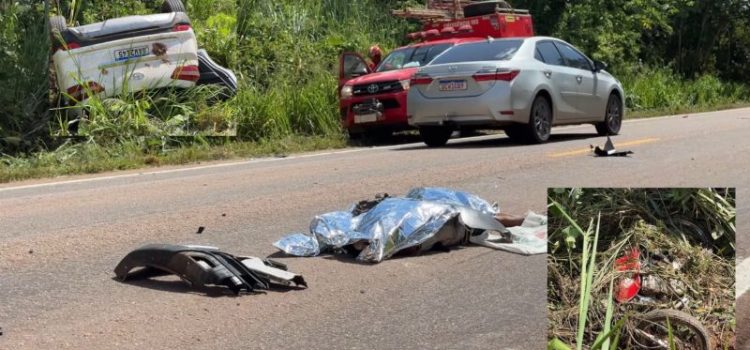 Invadiu a pista e acabou ‘esmagado’: motociclista morre após entrar de forma brusca na BR-174 em MT; vídeo