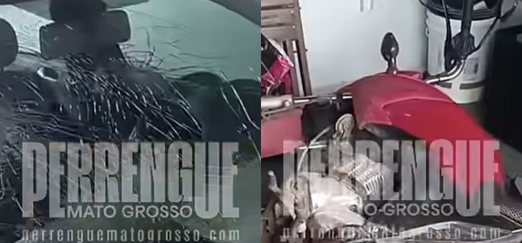 Lunática toca o terror na casa do ex, quebra carros e faz ameaça com faca em MT; vídeo