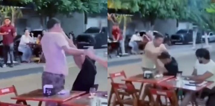 Vídeo mostra locutor caindo na pancada após encontrar seu ex com outro ‘boy’ em boteco