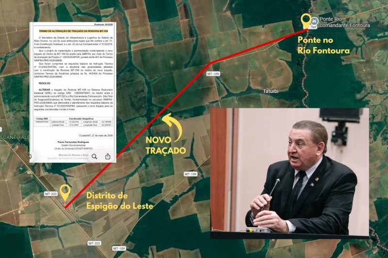 Após articulação de Nininho, Estado aprova novo traçado da MT-109 entre Querência e Canabrava do Norte
