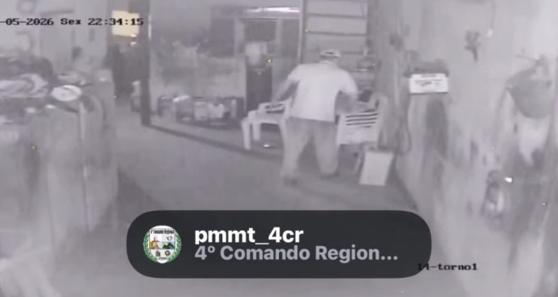 Assaltante invade empresa e é preso no telhado após dono ver tudo pelas câmeras em Rondonópolis; assista