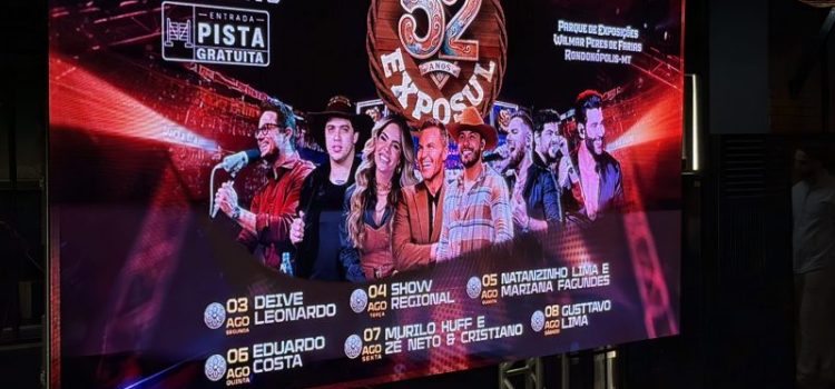 Exposul: Gusttavo Lima, Zé Neto & Cristiano, Eduardo Costa e Murilo Huff agitam festa com portões abertos em Rondonópolis