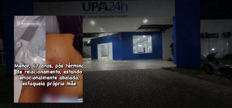Imagem forte mostra mãe esfaqueada pelo filho após surto por fim de namoro em Rondonópolis