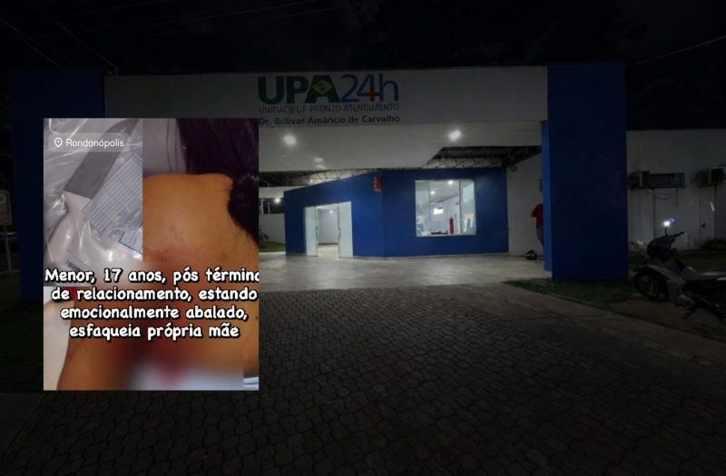 Imagem forte mostra mãe esfaqueada pelo filho após surto por fim de namoro em Rondonópolis
