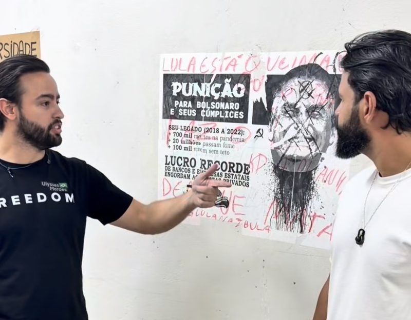 Influenciadores conservadores apagam escritos comunistas na parede da UFR e causam “chororô” do DCE