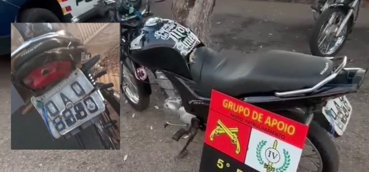 Mãe tenta esconder placa adulterada com adesivo do ‘filhinho’ infrator, mas menor é detido em Rondonópolis