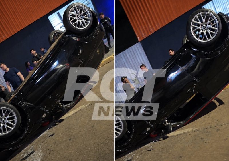 Mini Cooper capota após atingir Corolla Cross na Dom Pedro II em Rondonópolis; vídeo