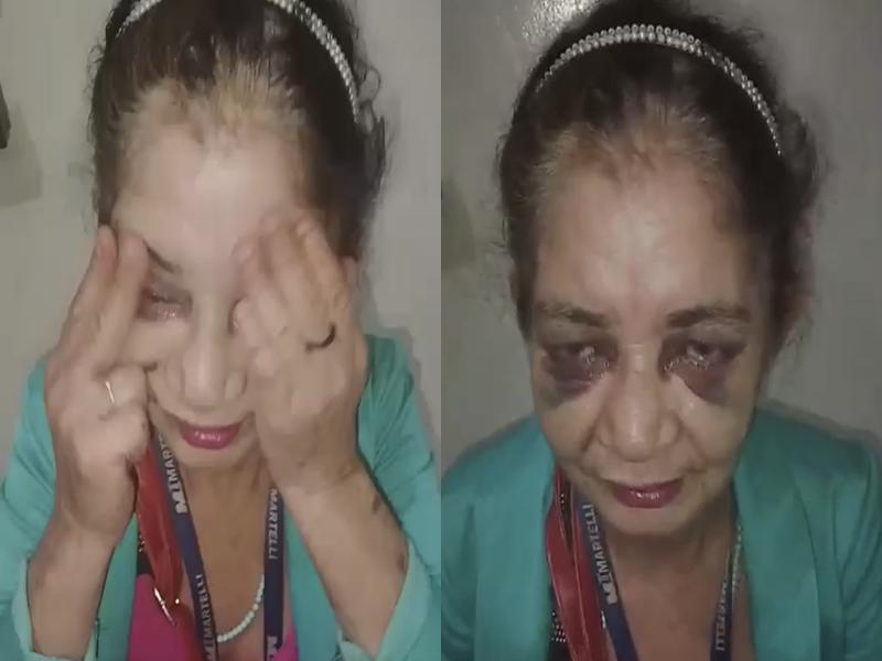 Mulher é brutalmente espancada após negar bebida alcoólica e dinheiro a lunático em MT; vídeo forte