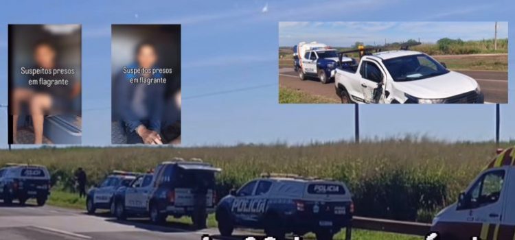 Policiais trocam tiros e perseguem bandidos com veículo furtado da Prefeitura na BR-163; imagens