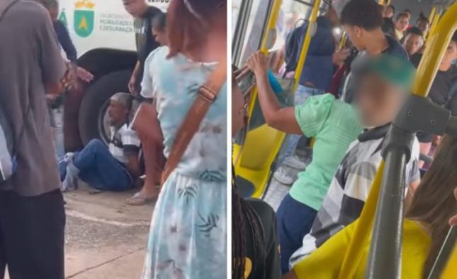 Vídeo mostra tarado amarrado após esfregar pênis em adolescente dentro de ônibus em MT
