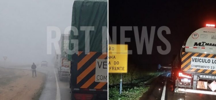 Acidente entre caminhão e duas carretas interdita Serra de São Vicente e causa congestionamento; veja vídeo