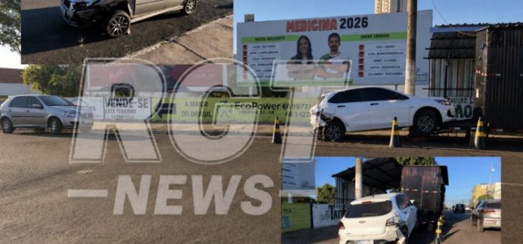 Carro é arremessado contra trailer de lanches após colisão e quase vira tragédia em Rondonópolis; vídeo