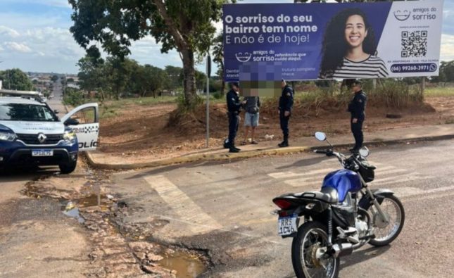 Fuga alucinada na contramão termina com menor ‘espatifado’ no chão e apreensão em Rondonópolis