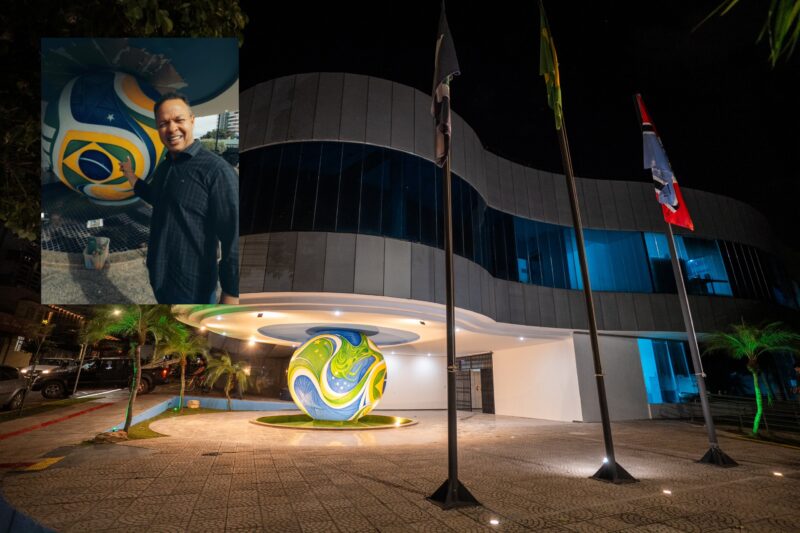 Gestão Cláudio surpreende e transforma bola do paço municipal em ambiente instagramável para Copa; vídeo