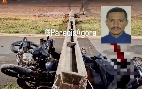 Motociclista morre após colidir e ser ‘esmagado’ por poste em MT; imagens fortes