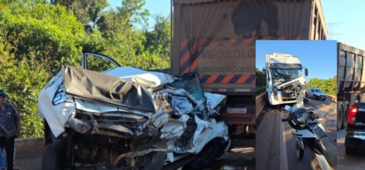 Presa às ferragens: vítima vai parar no Hospital Regional após grave engavetamento na BR-163