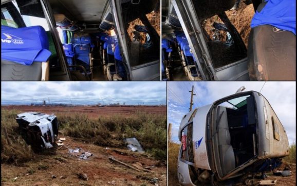 Tombamento de micro-ônibus quase termina em tragédia e deixa 7 feridos em Rondonópolis; vídeo